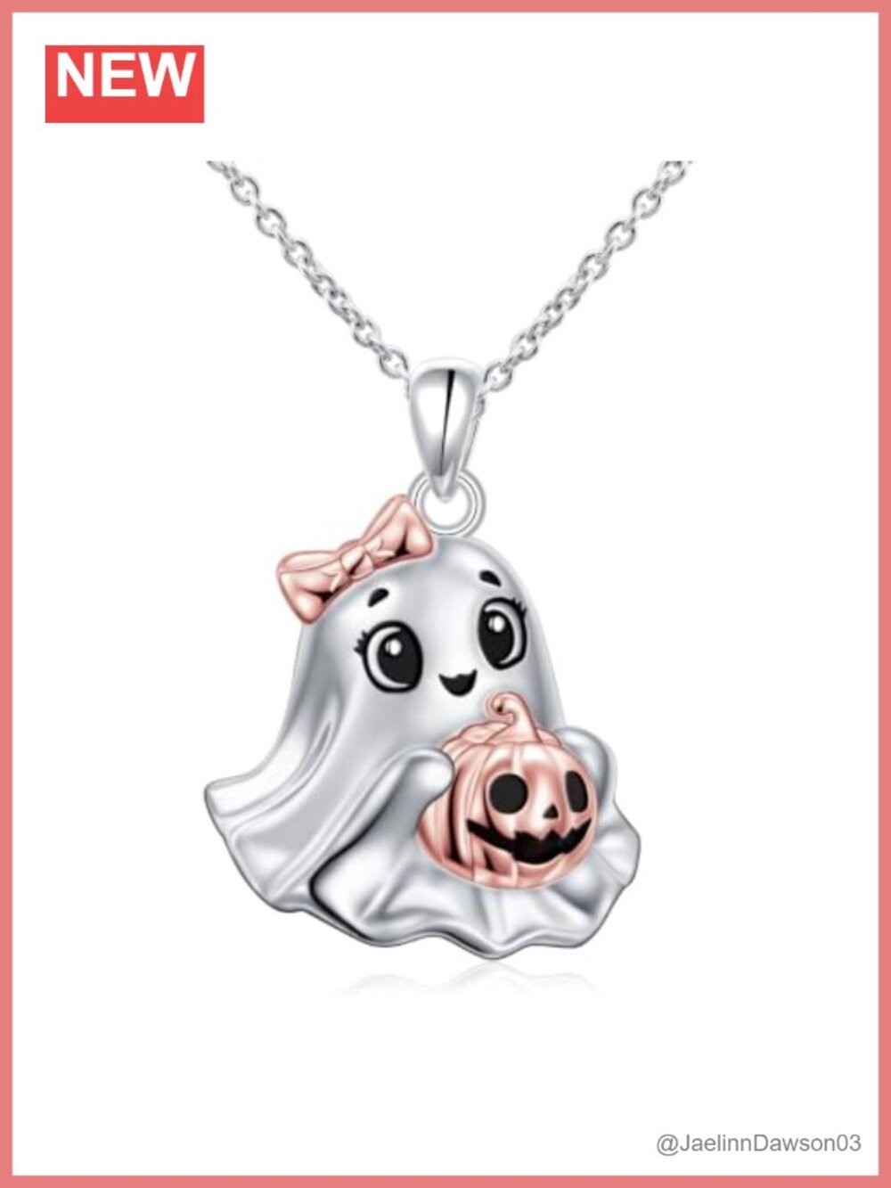 925 Sterling Silver Ghost Pumpkin Halloween Pendant Necklace
